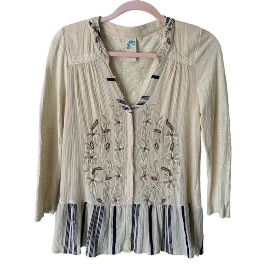 Embroidered Cream Blouse